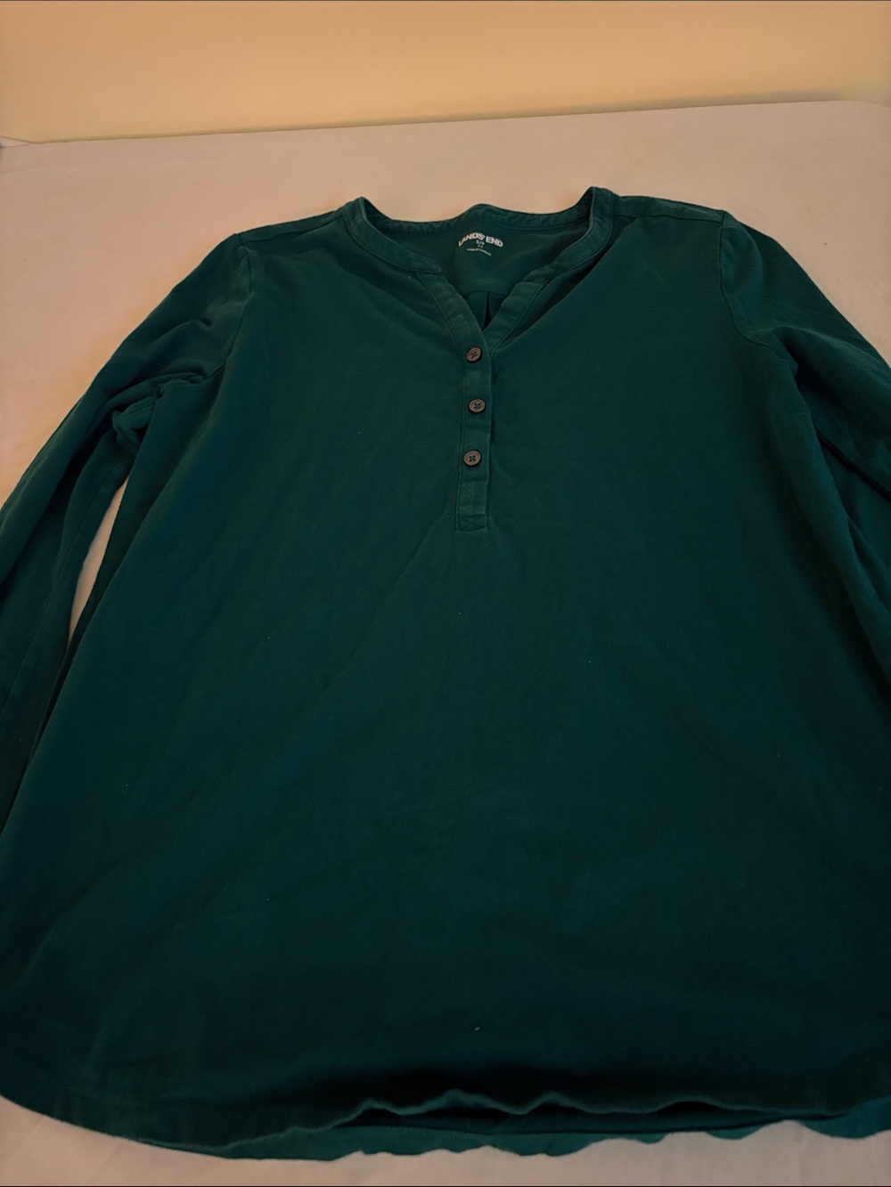 Lands' End Men's Long-Sleeve Henley in Teal Green